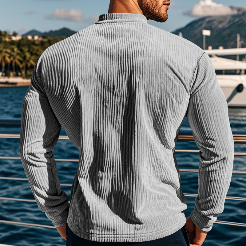 New Men's Long-Sleeve Henley Shirt
