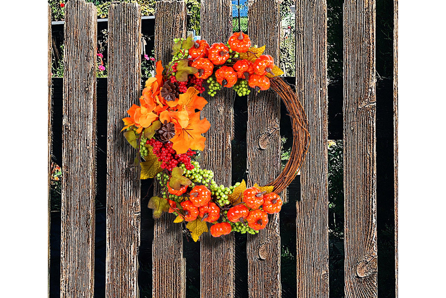 Autumn Pumpkin Vine Wreath Door Hanging Decoration