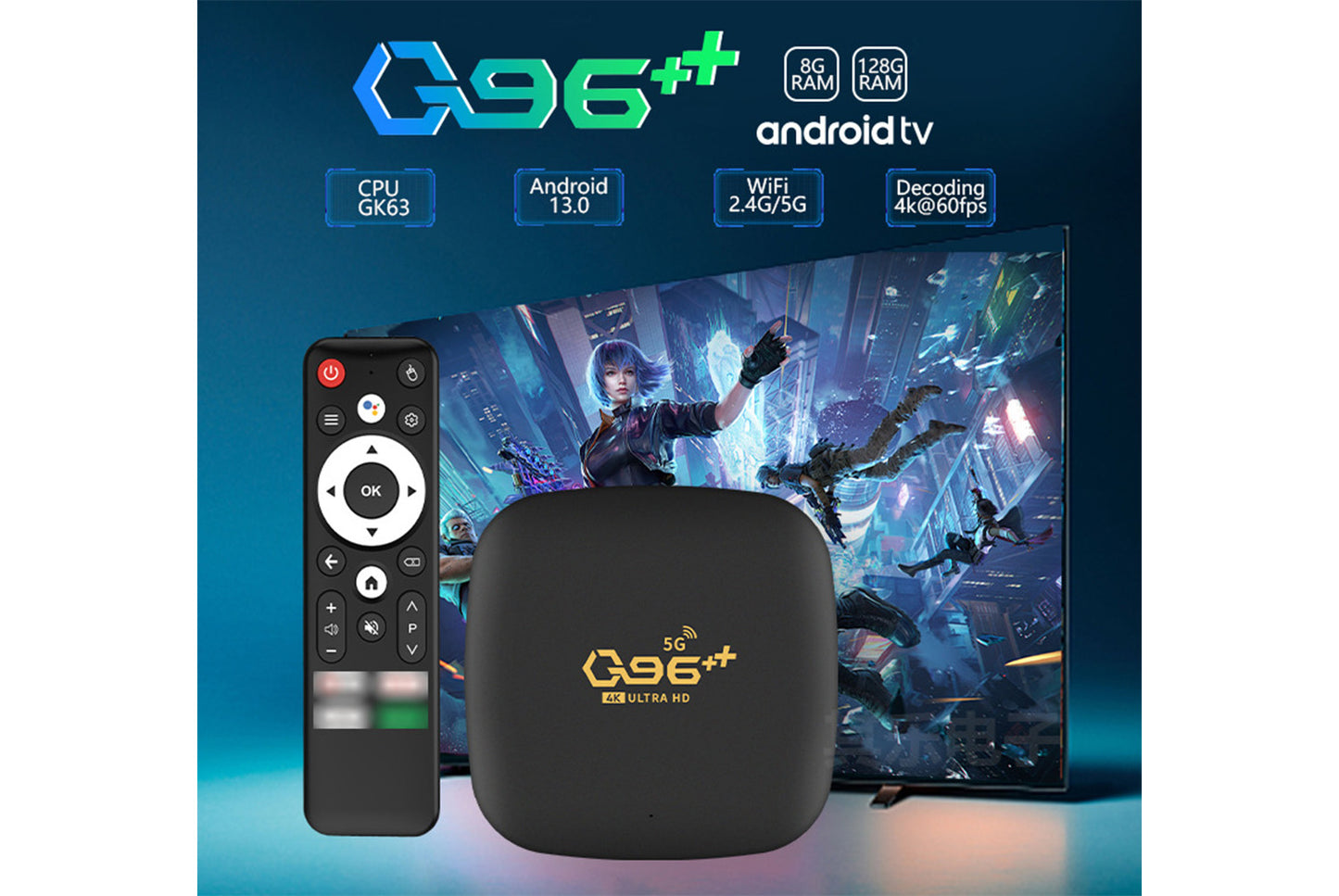 **Q96++ Android Internet TV Set-Top Box 8GB+128GB Edition**(UK plug)