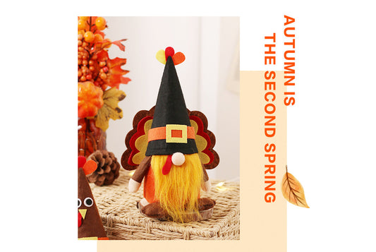 Harvest Festival Turkey Ornament - Cute Faceless Old Man Figure