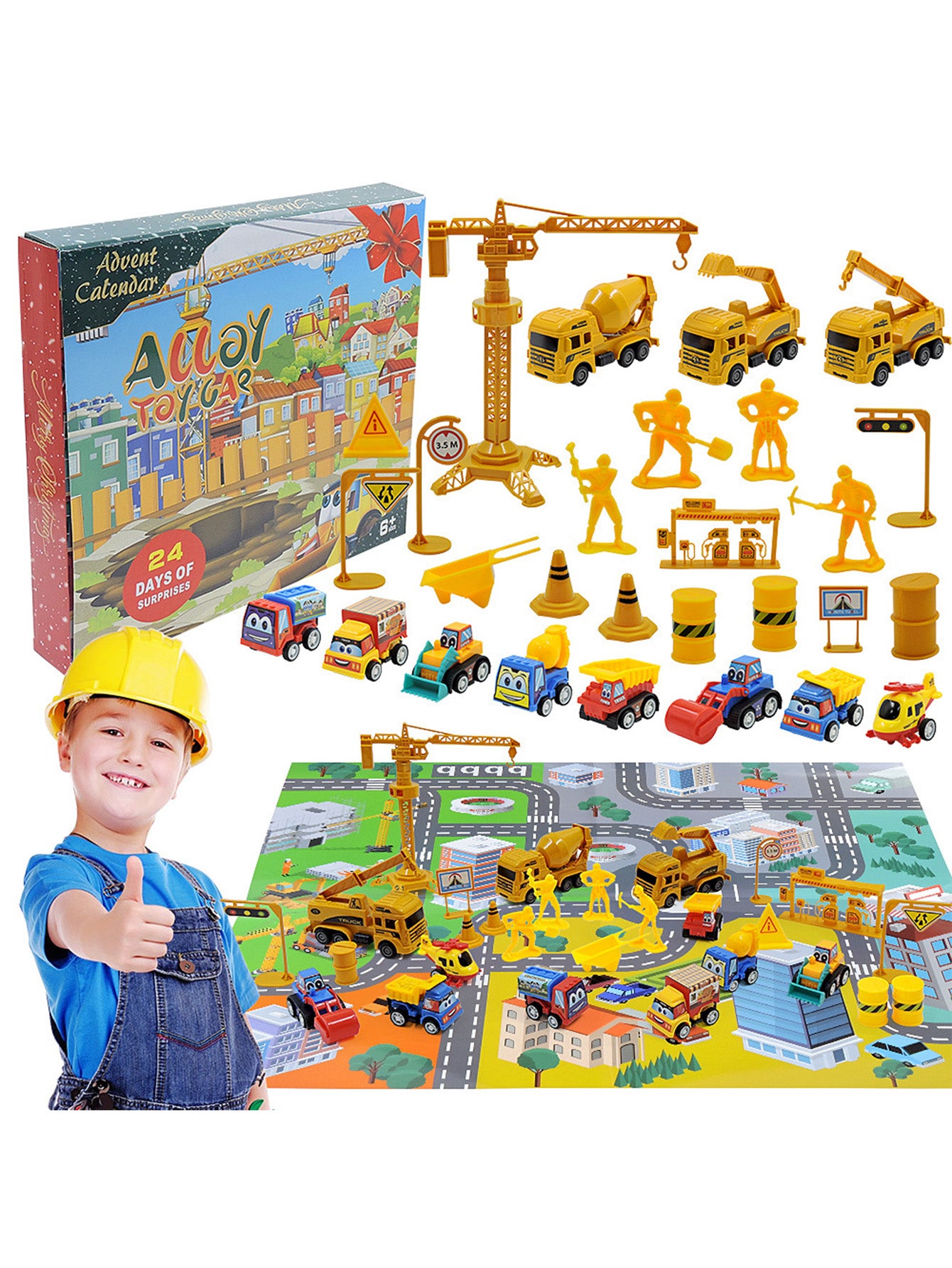 Christmas countdown boy engineering car toy