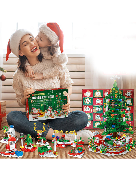 Christmas building blocks with lights 24-in-1 Christmas tree building blocks blind box