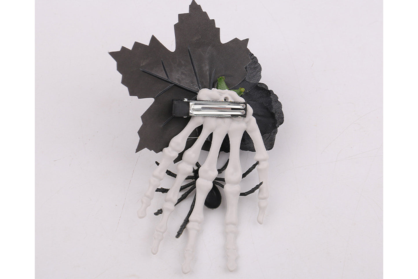 **Halloween Black Rose Bone Claw Side Hair Clip**