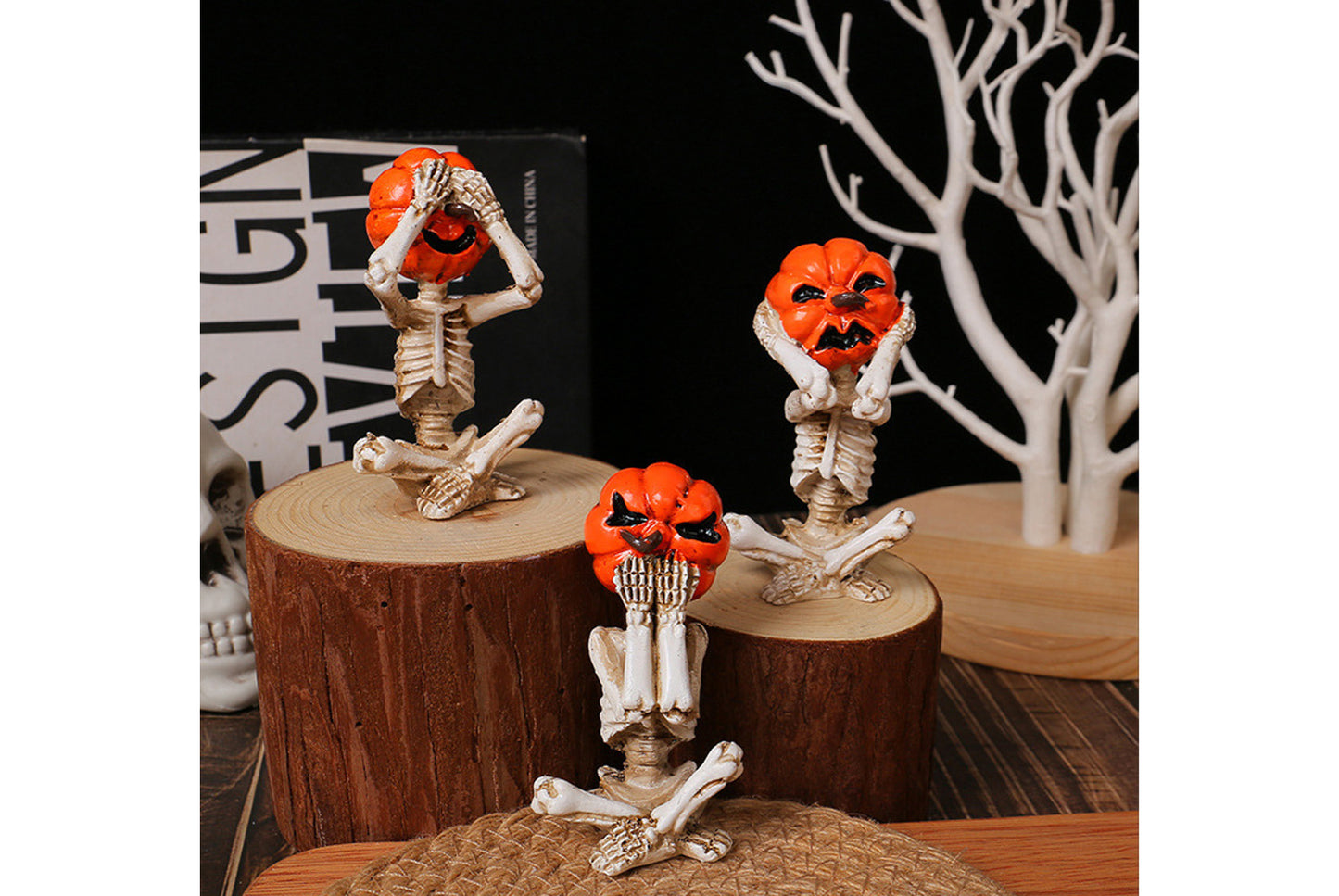 Meditation Yoga Pumpkin Skull Figurine