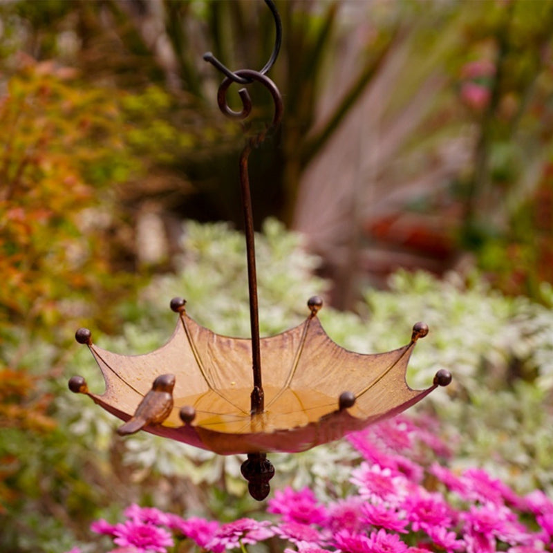 Hummingbird umbrella-shaped iron bird feeder