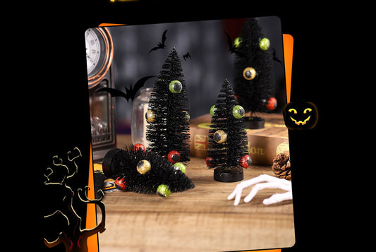**Halloween Scary Eyeball Mini Decorative Tree, Ghost Festival Tabletop Party Centerpiece**