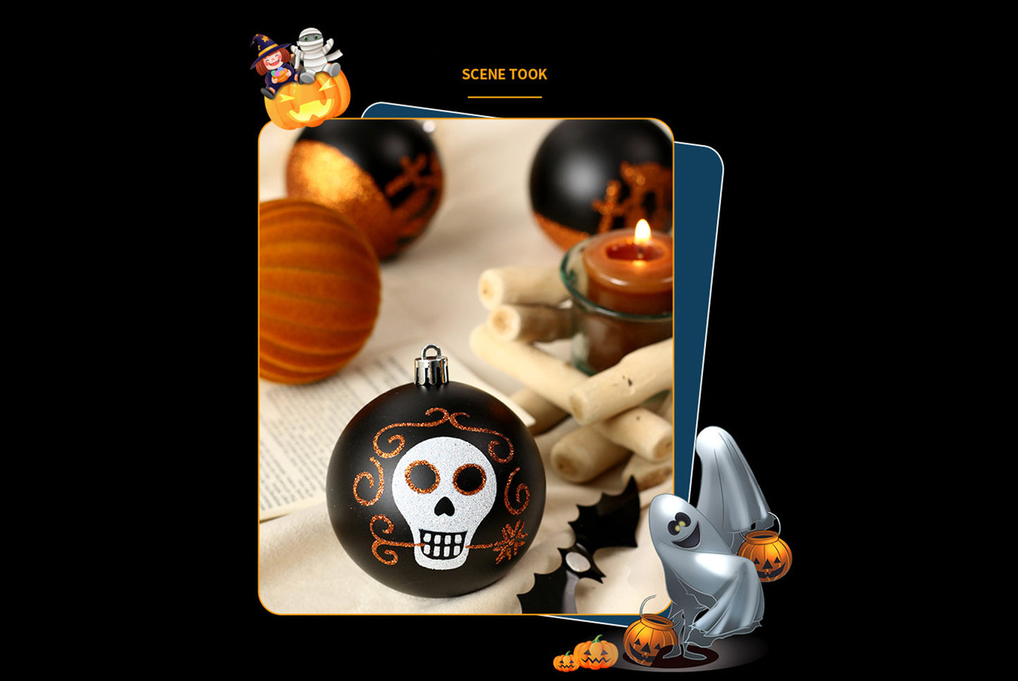 **Halloween Exquisite Scary Skull Plastic Ball Hanging Ornament**