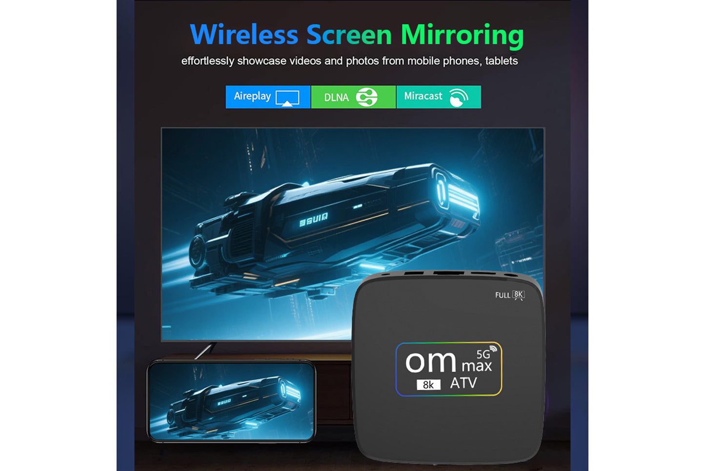 **OM MAX 4K Android TV Box (Android 14 Version) 8+128GB**