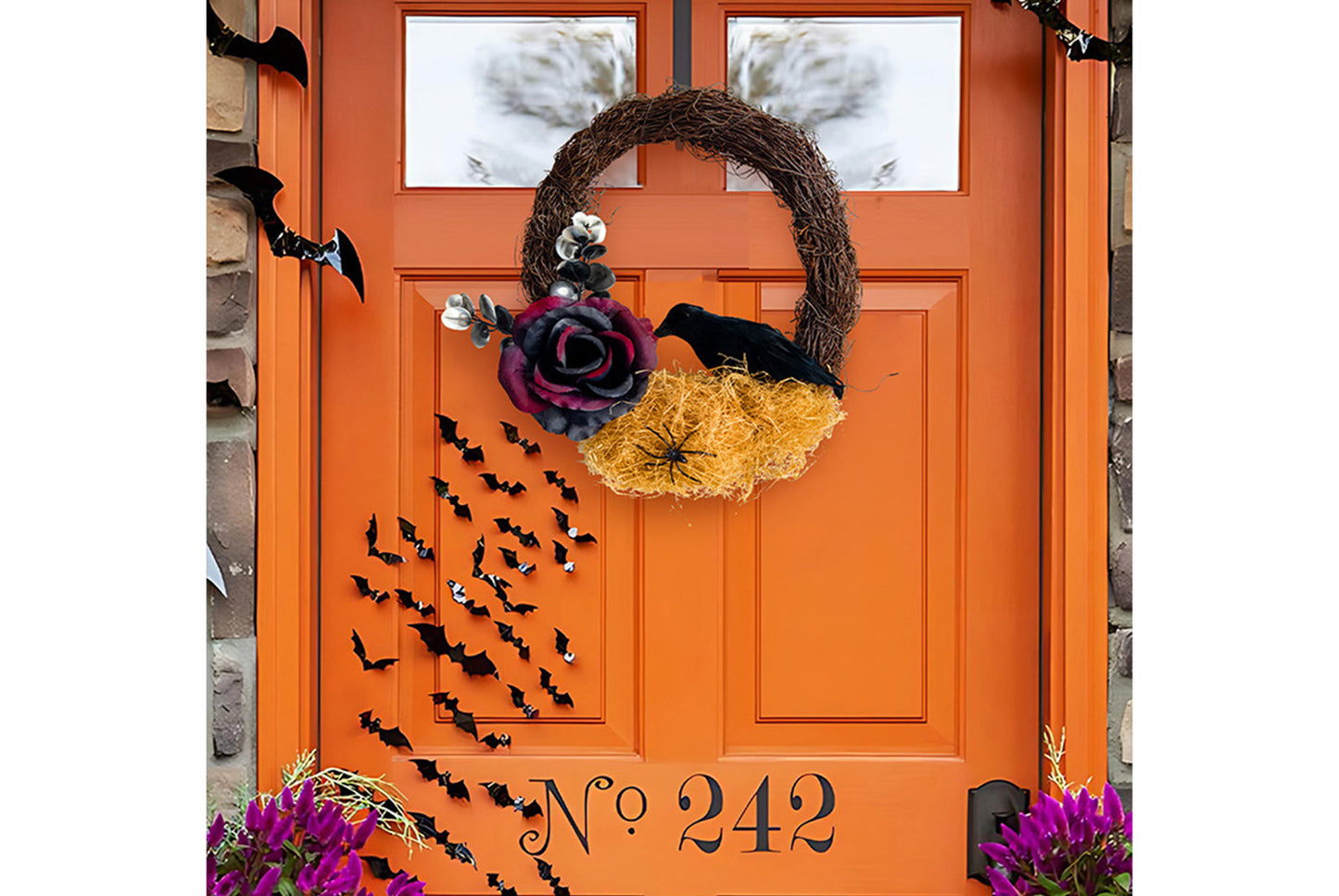 Halloween Dead Rose and Crow Wreath | Horror-Themed Door Decoration