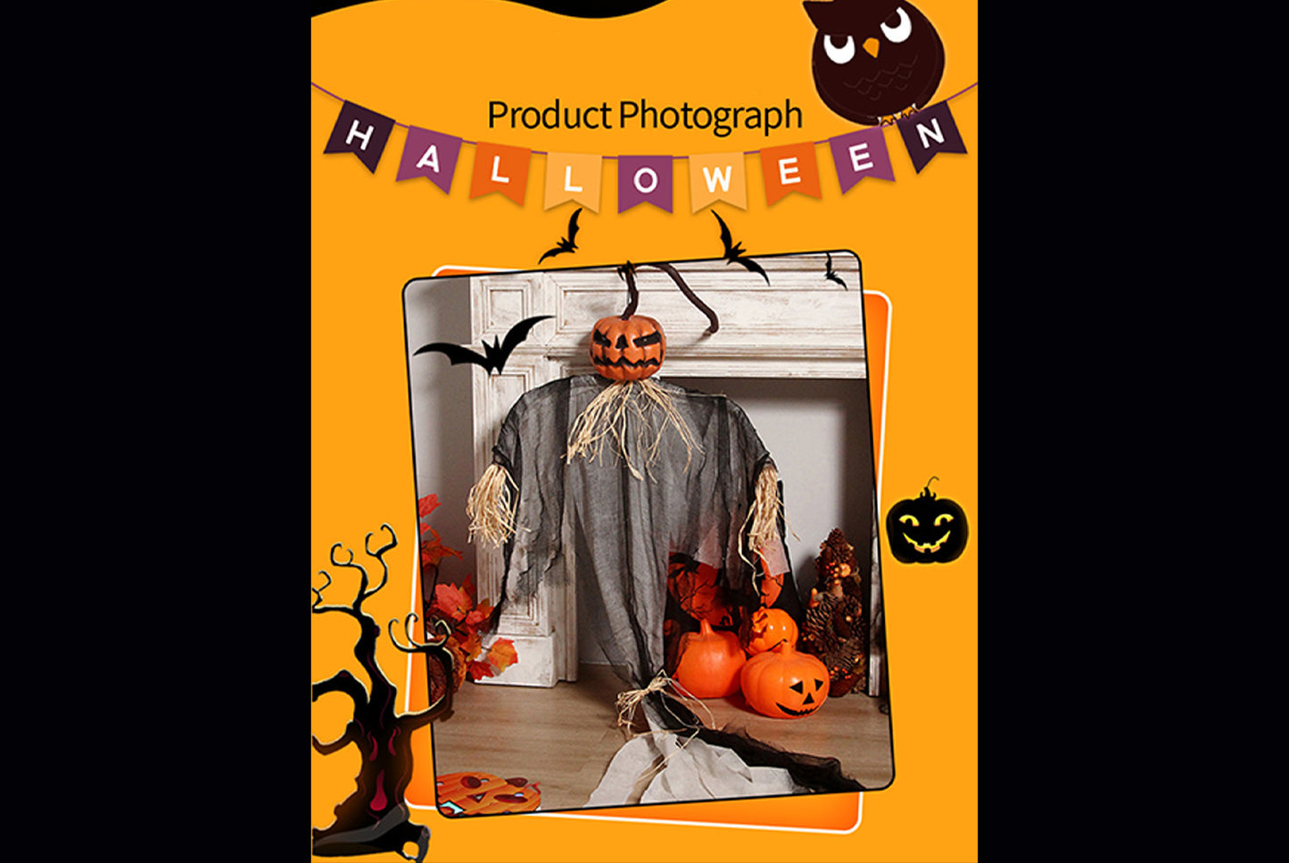 **Halloween Horror Glowing Pumpkin Ghost Decoration**