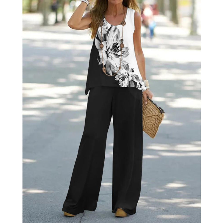 # Women's Printed Sleeveless High-Waisted Two-Piece Set