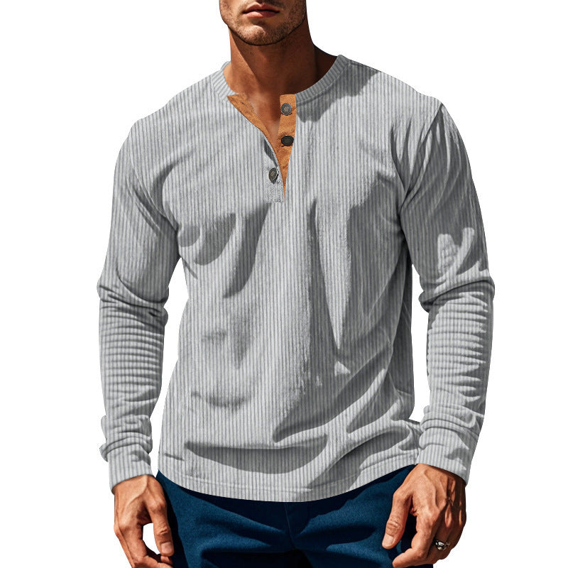 New Men's Long-Sleeve Henley Shirt