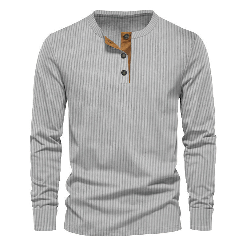 New Men's Long-Sleeve Henley Shirt