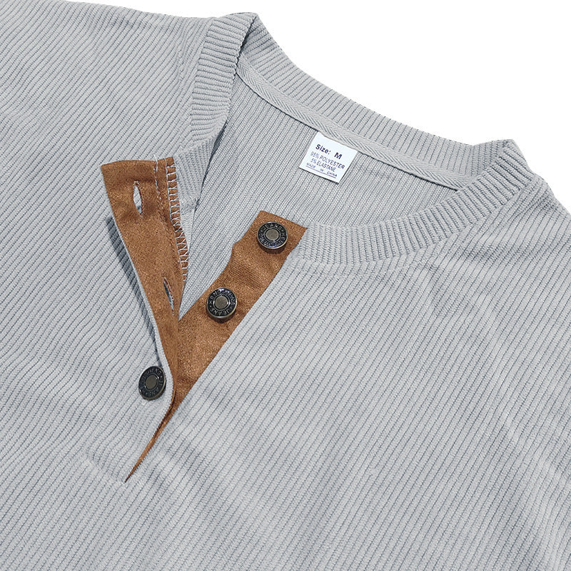 New Men's Long-Sleeve Henley Shirt