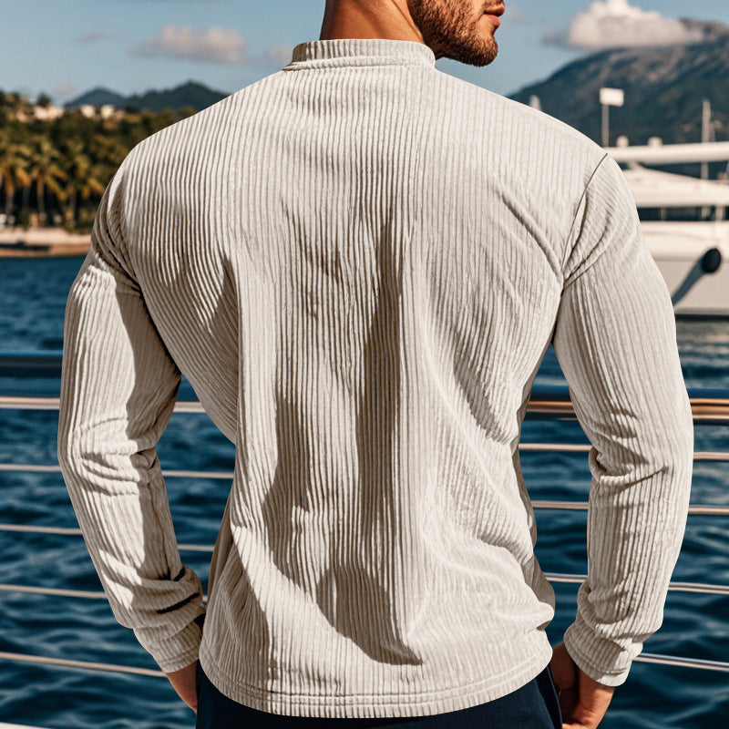 New Men's Long-Sleeve Henley Shirt