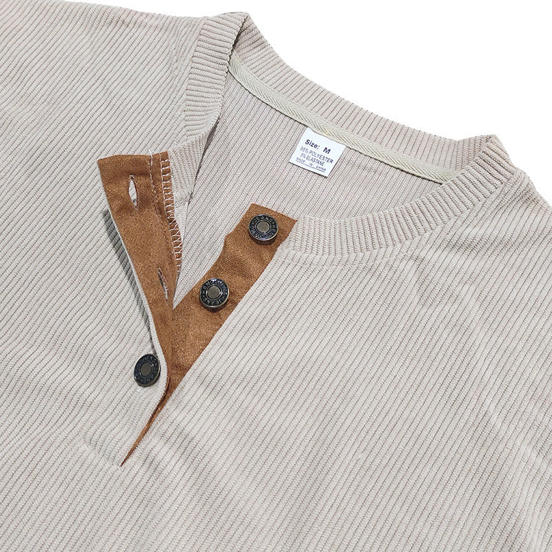 New Men's Long-Sleeve Henley Shirt