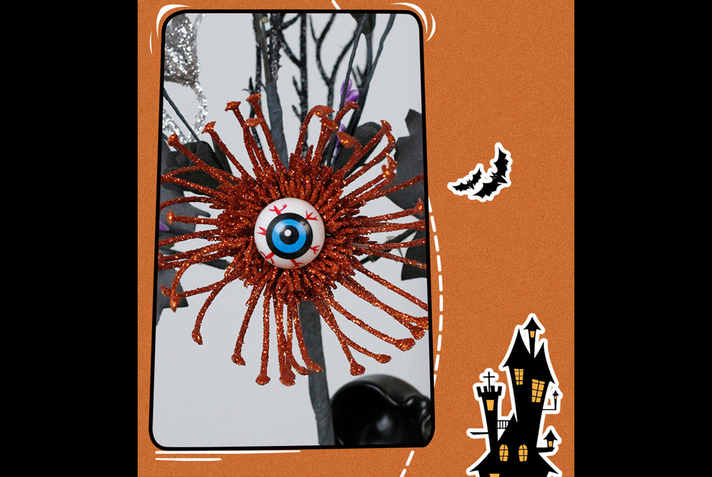 Spooky Pumpkin Maple Leaf Eyeball Flower