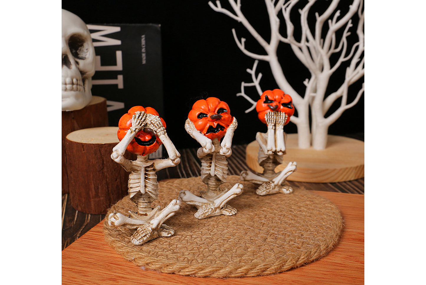 Meditation Yoga Pumpkin Skull Figurine