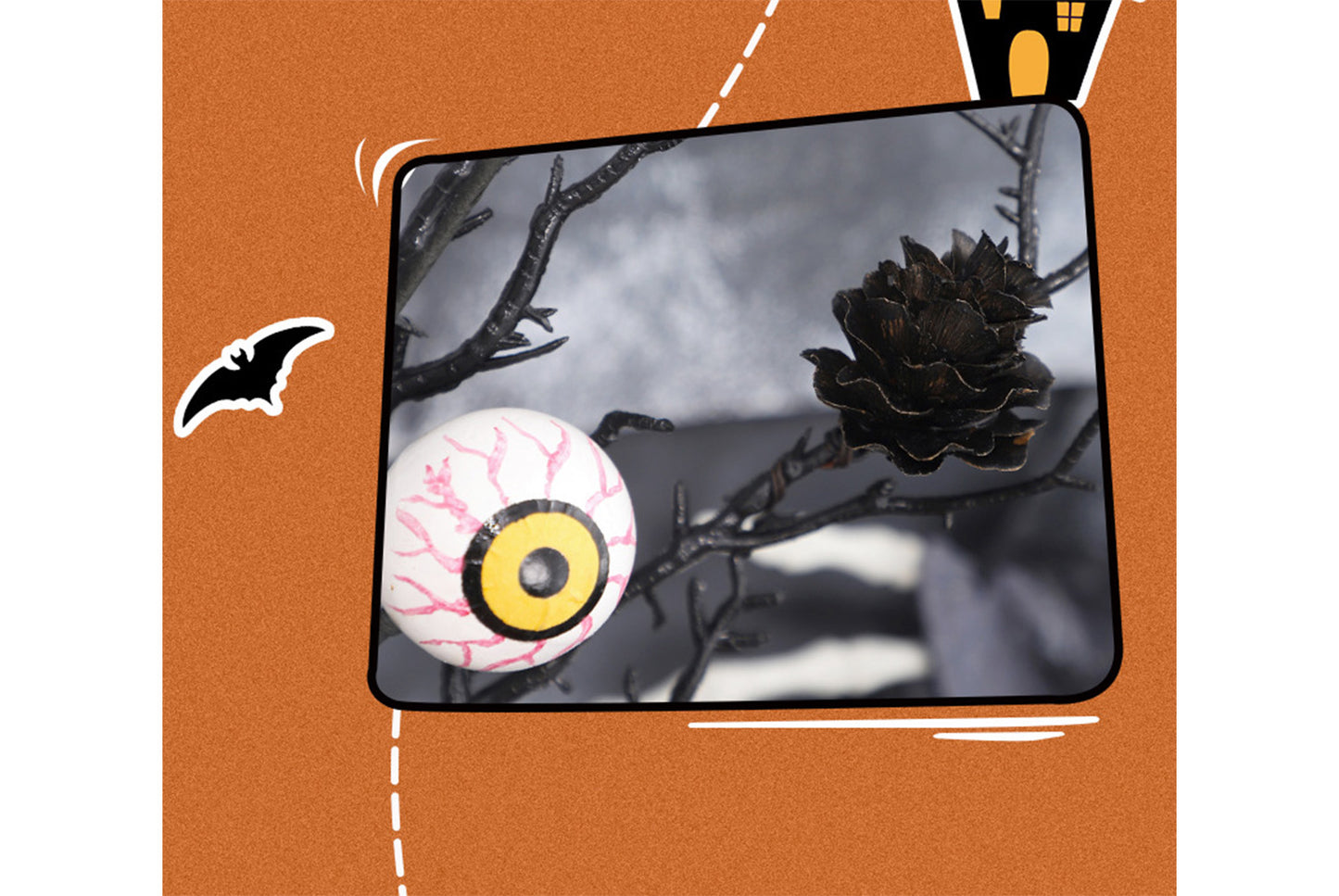 **Creative Maple Leaf, Bat, and Pine Cone Eyeball Cutting Bouquet Accessory**