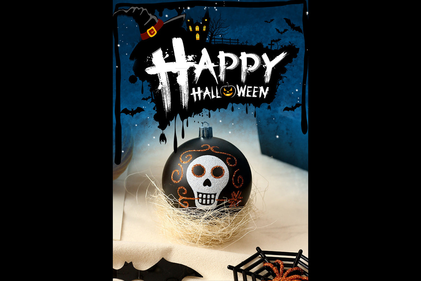 **Halloween Exquisite Scary Skull Plastic Ball Hanging Ornament**