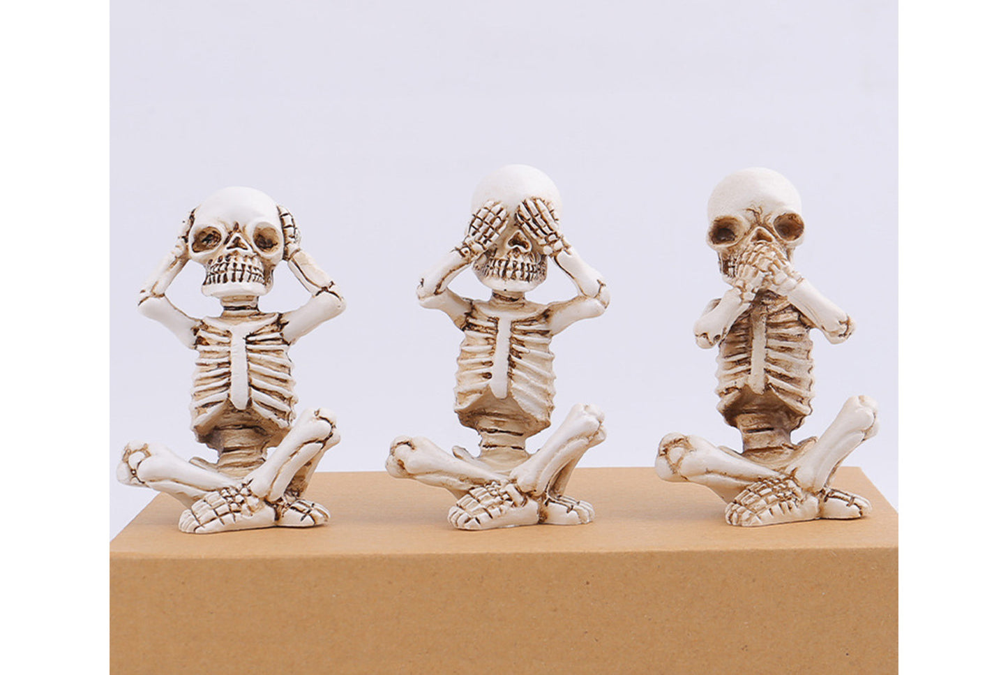 Halloween Skull Ornament Set | No Hear, No See, No Talk Design | Ghost Festival Desktop Decor
