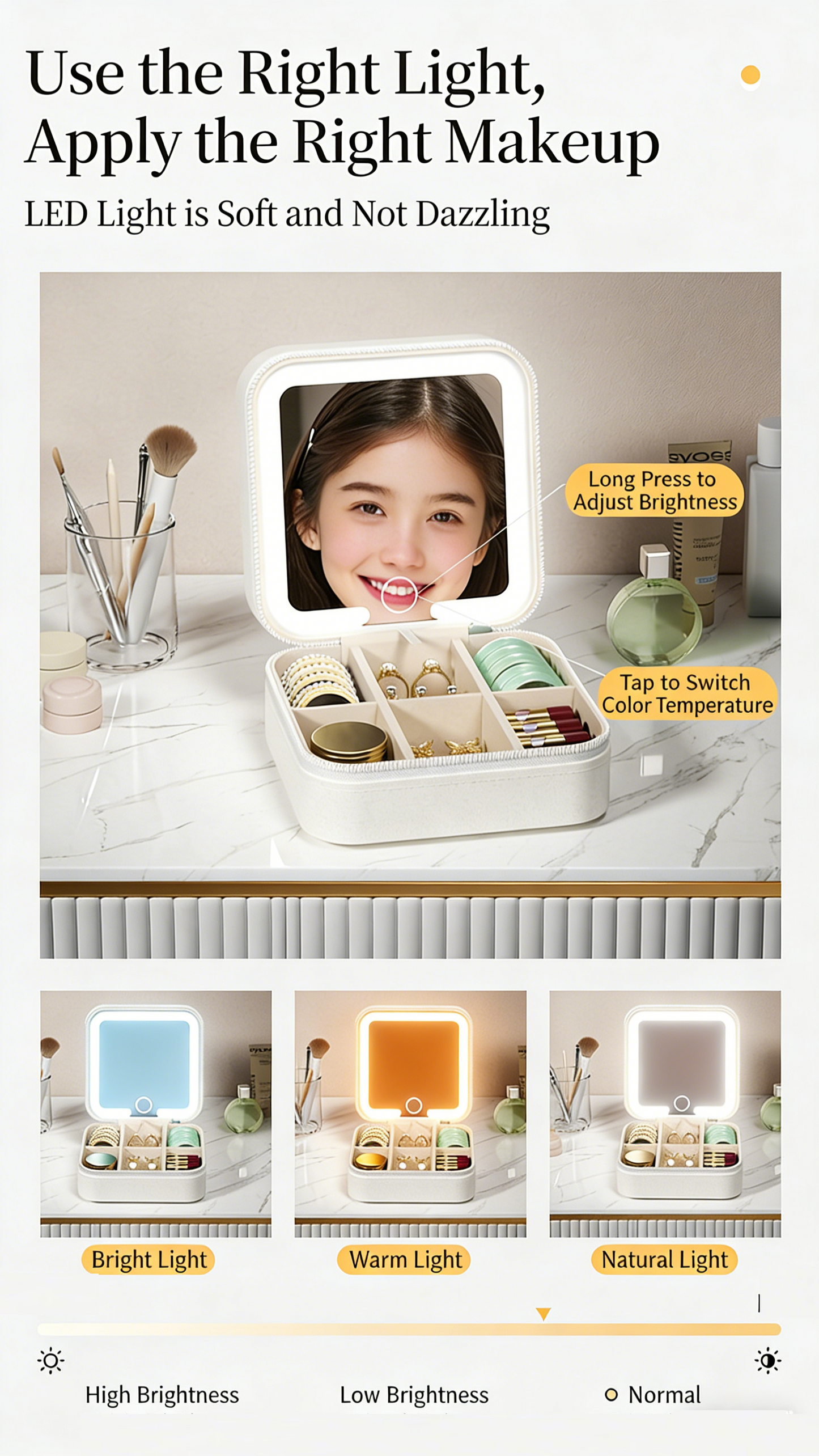 Portable Folding LED Makeup Mirror