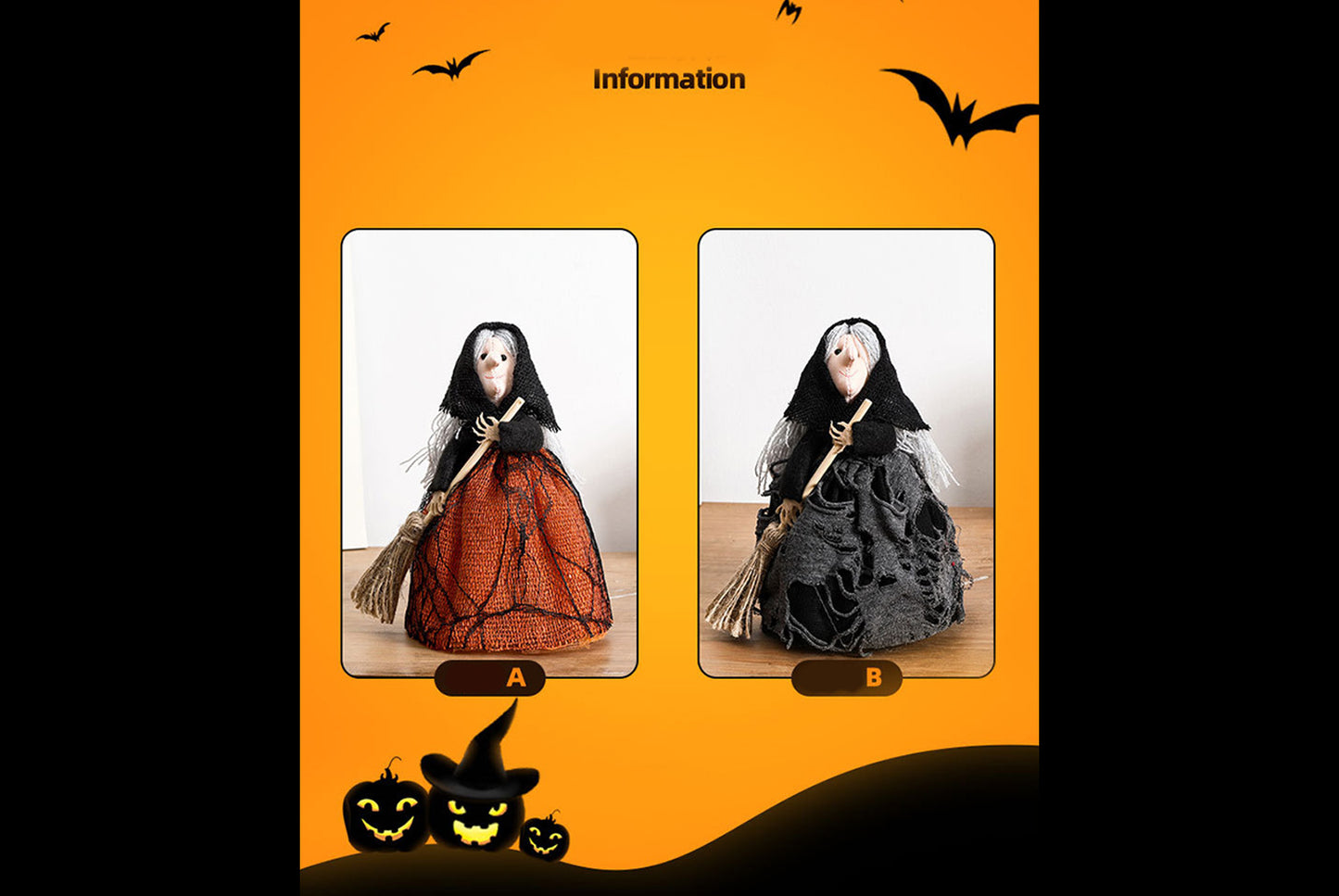 **Exquisite Broom Witch Treetop Star Ornament**