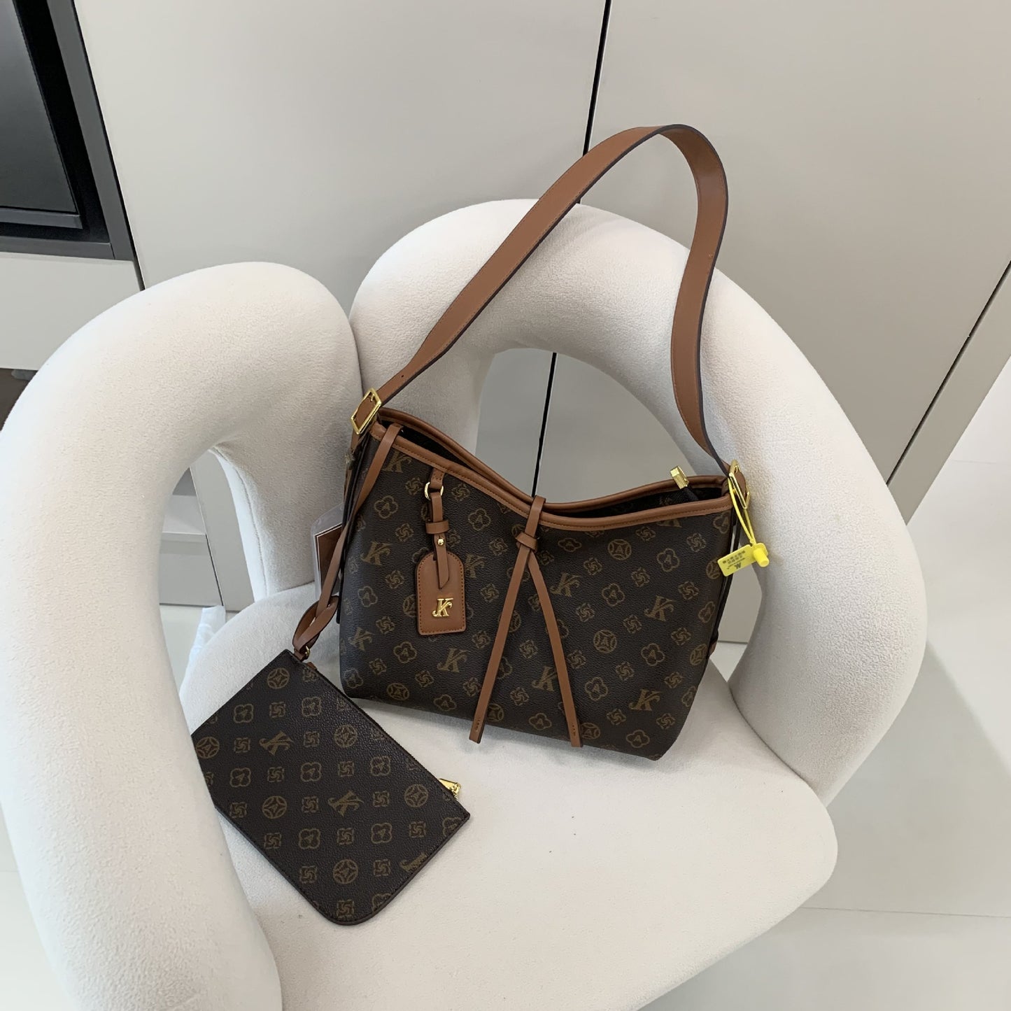 Monogram Letter Shopping Tote Bag