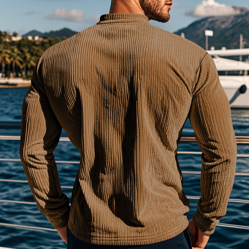 New Men's Long-Sleeve Henley Shirt