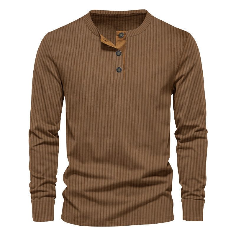 New Men's Long-Sleeve Henley Shirt