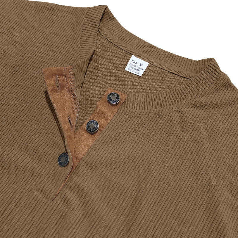 New Men's Long-Sleeve Henley Shirt