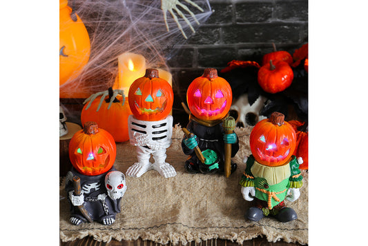 Halloween LED Pumpkin Knight Ornament | Luminous Resin Decoration