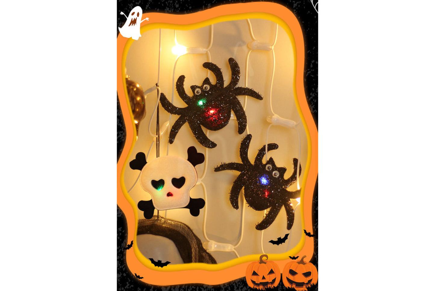 Halloween LED Spider Brooch, Haunted House Pendant,