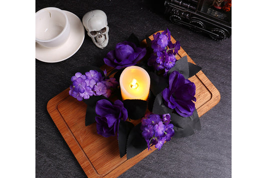 **Halloween Purple Rose Candle Garland Decoration**