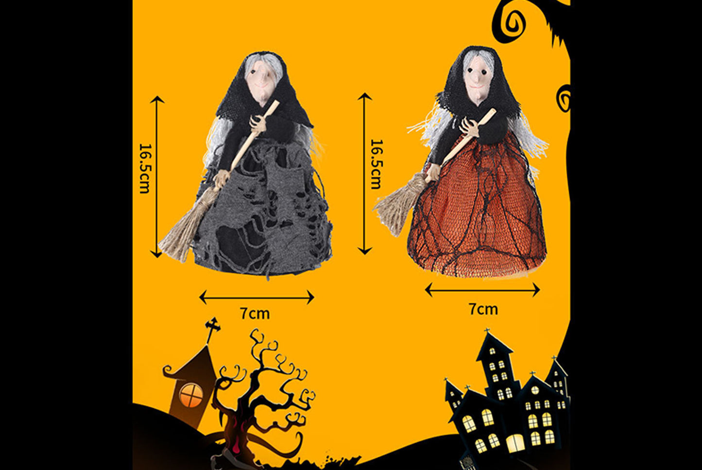 **Exquisite Broom Witch Treetop Star Ornament**