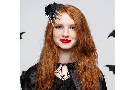 **Halloween Black Rose Bone Claw Side Hair Clip**