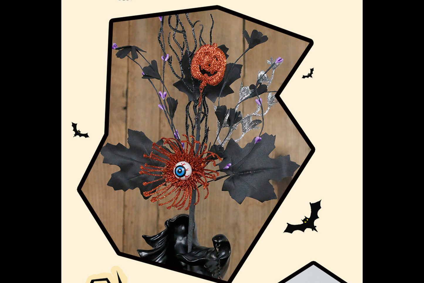 Spooky Pumpkin Maple Leaf Eyeball Flower