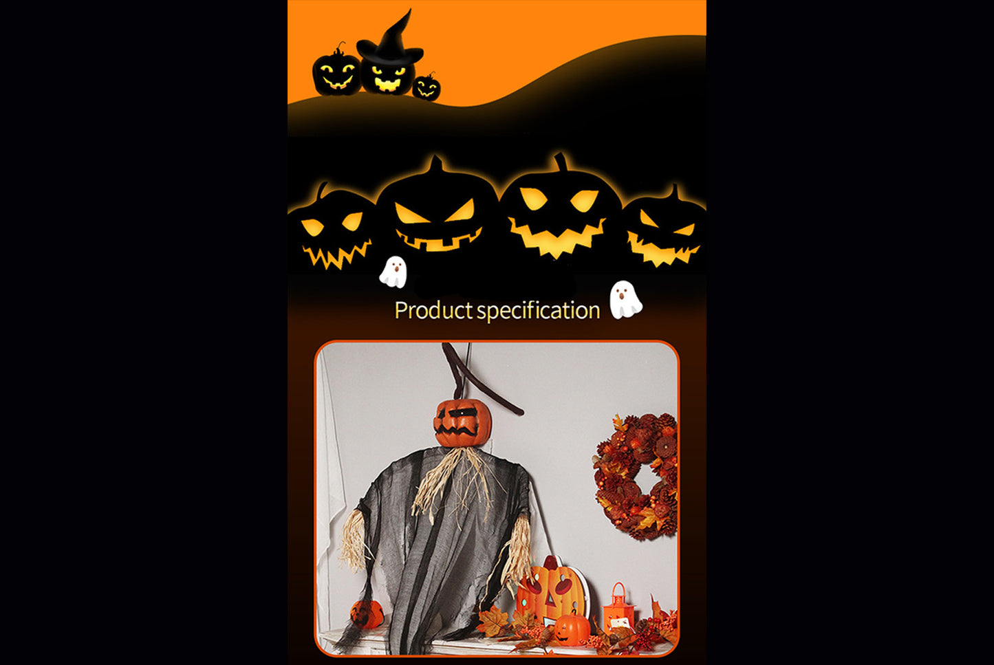 **Halloween Horror Glowing Pumpkin Ghost Decoration**