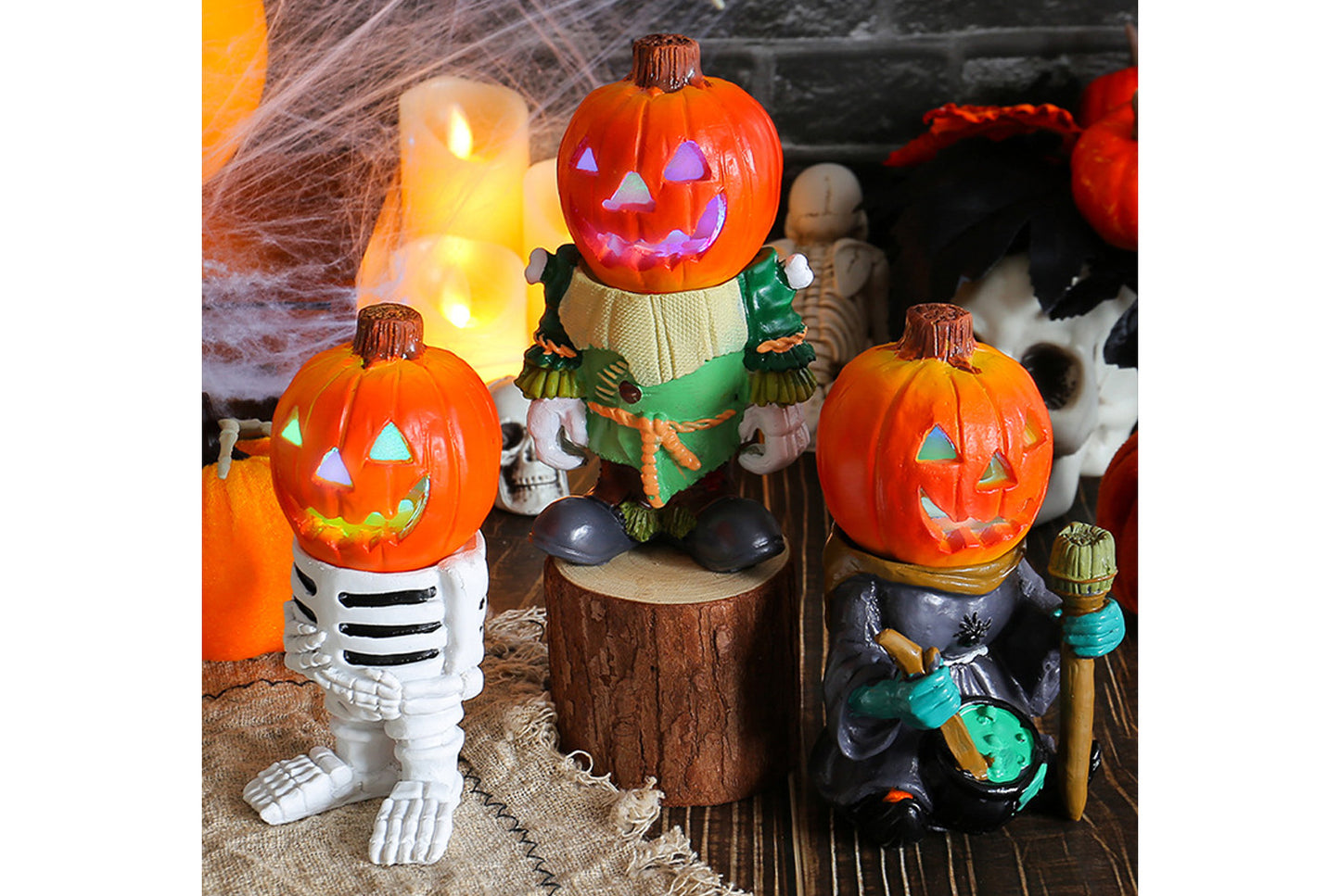 Halloween LED Pumpkin Knight Ornament | Luminous Resin Decoration