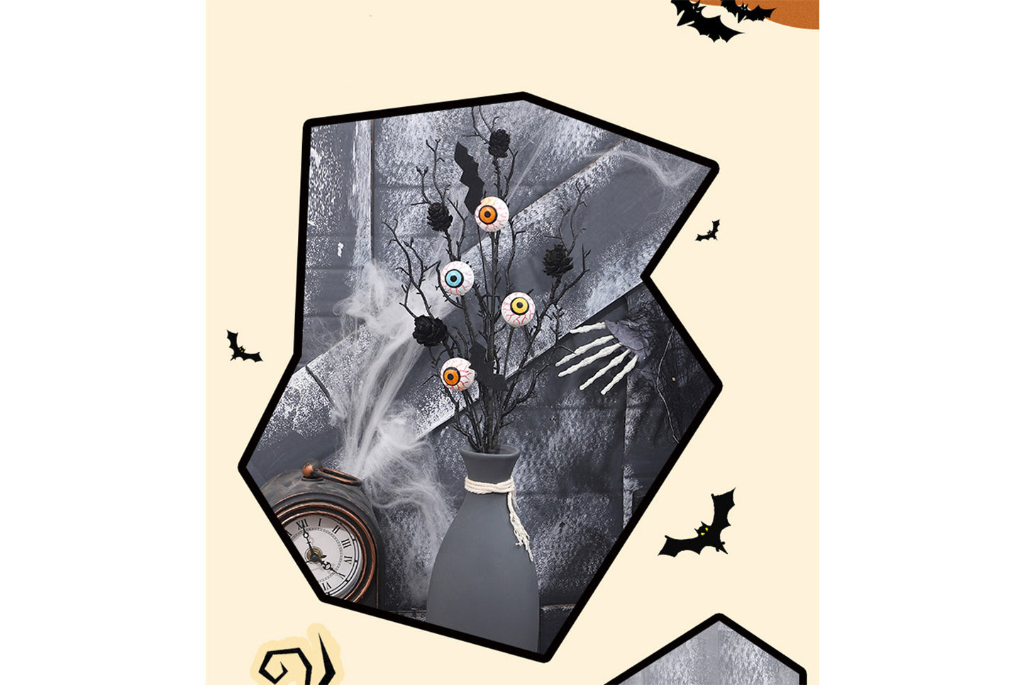 **Creative Maple Leaf, Bat, and Pine Cone Eyeball Cutting Bouquet Accessory**