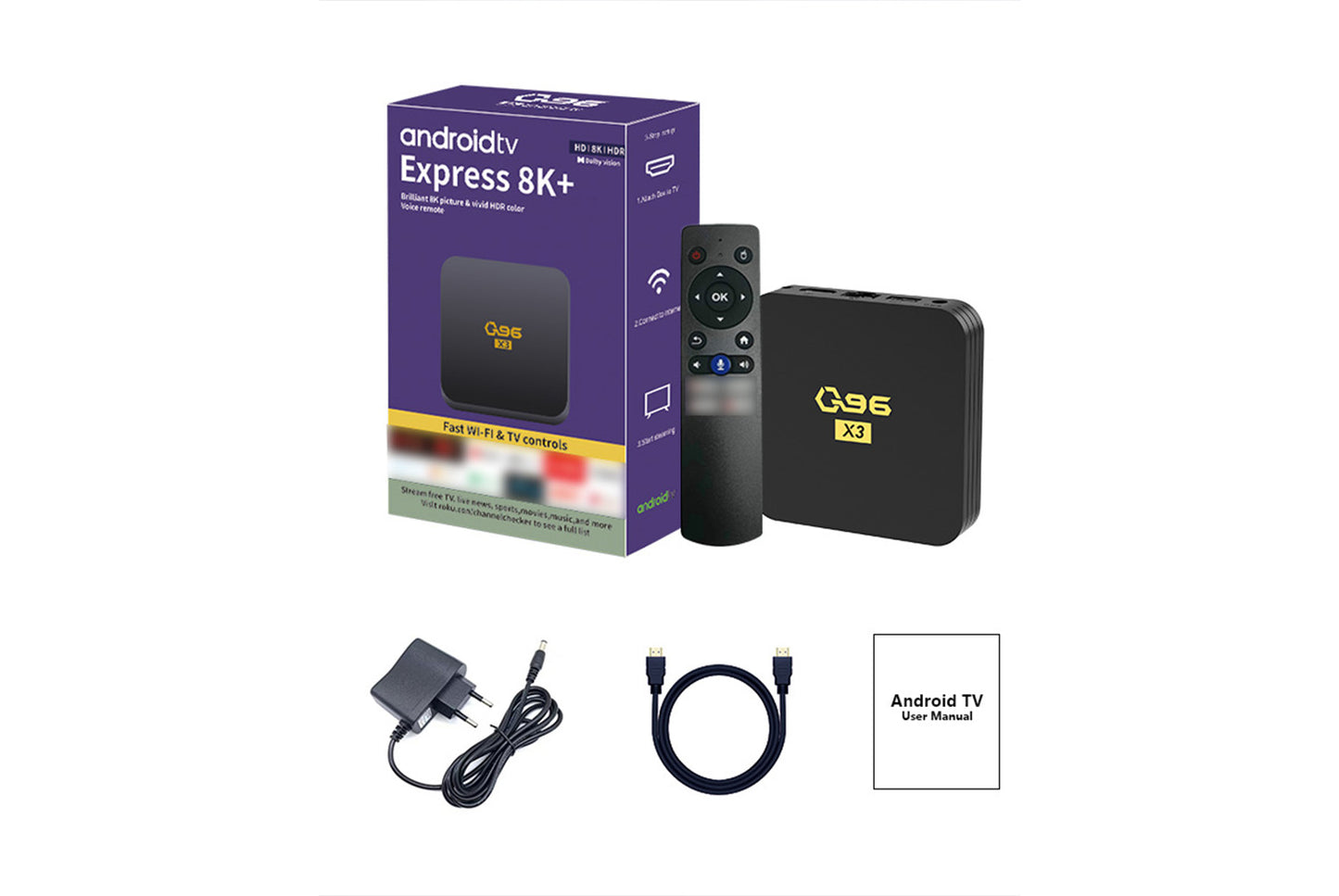 **Q96X3 Android 10 Internet Set-Top Box (8+128GB Version)**(UK plug)