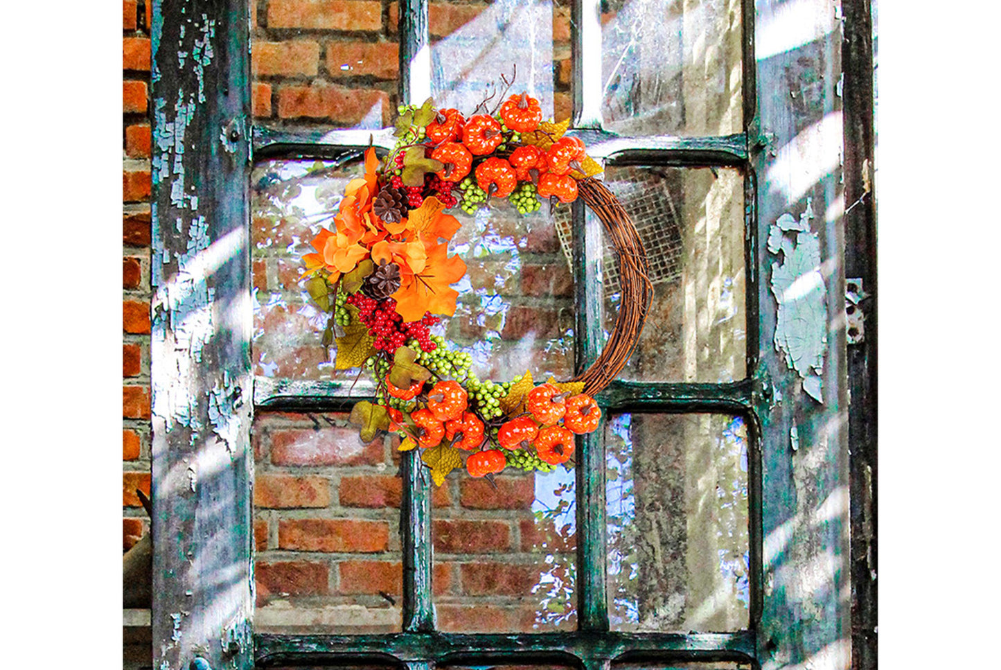 Autumn Pumpkin Vine Wreath Door Hanging Decoration
