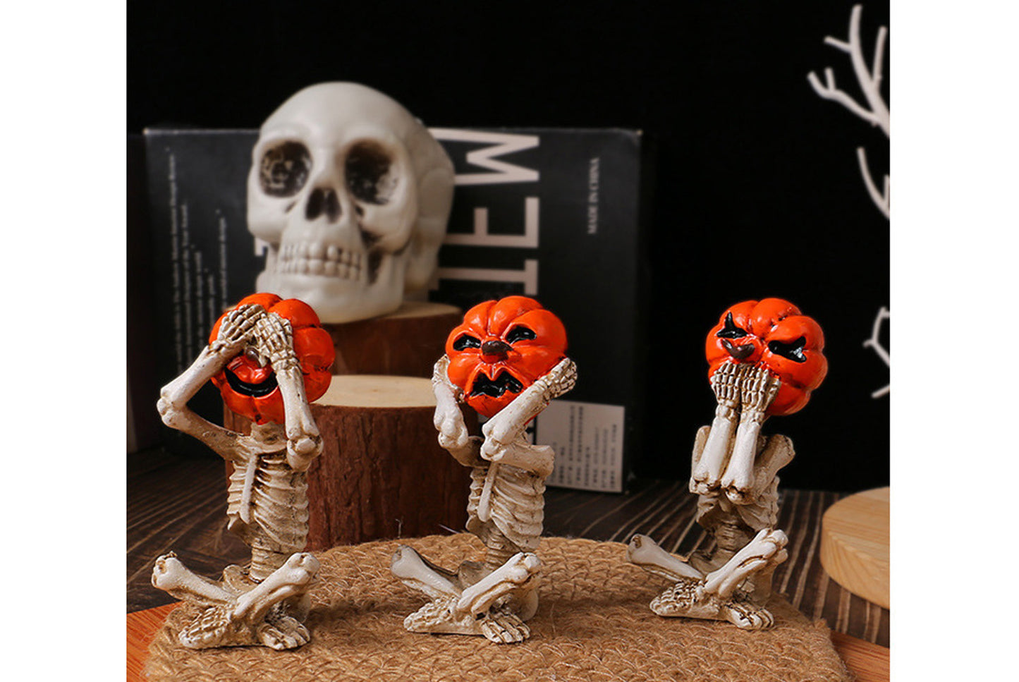 Meditation Yoga Pumpkin Skull Figurine