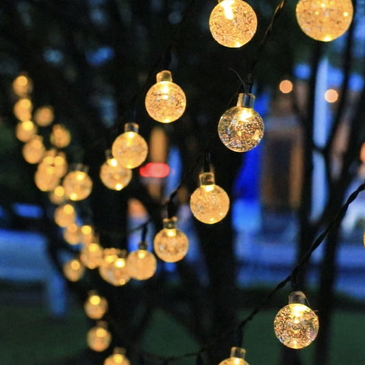 Outdoor Waterproof Solar-Powered LED Bubble String Lights