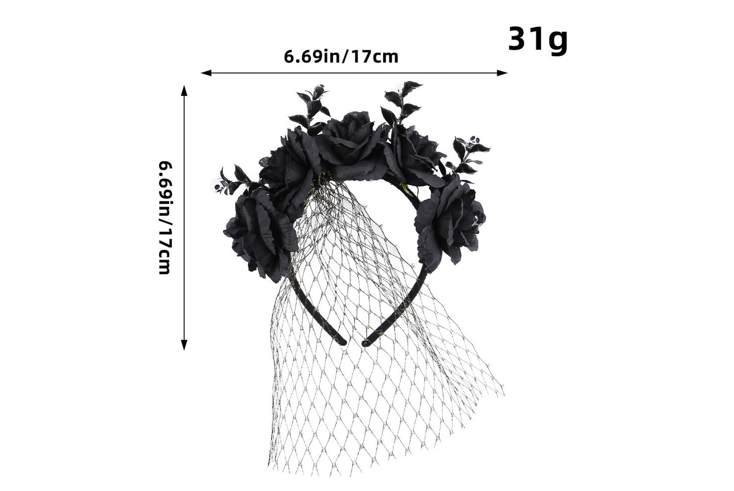 Halloween Mesh Rose Headband