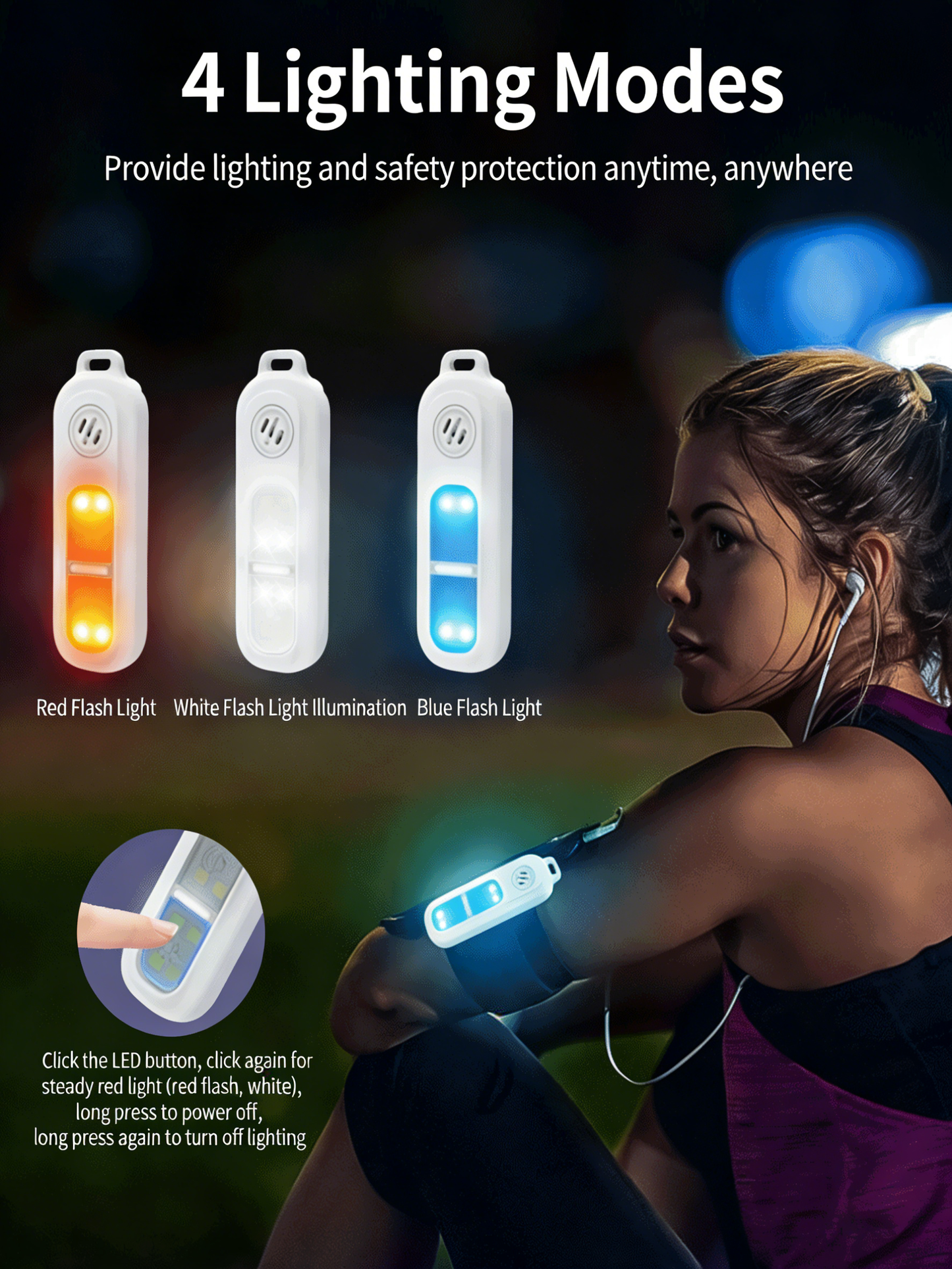 Outdoor night running tri color luminous light