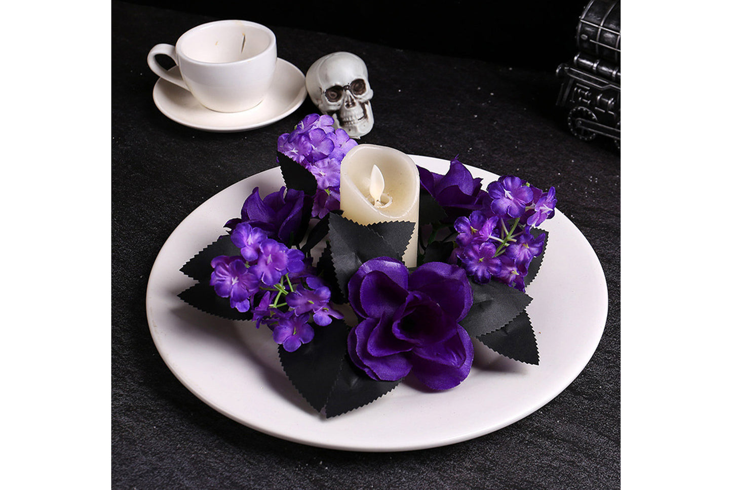 **Halloween Purple Rose Candle Garland Decoration**