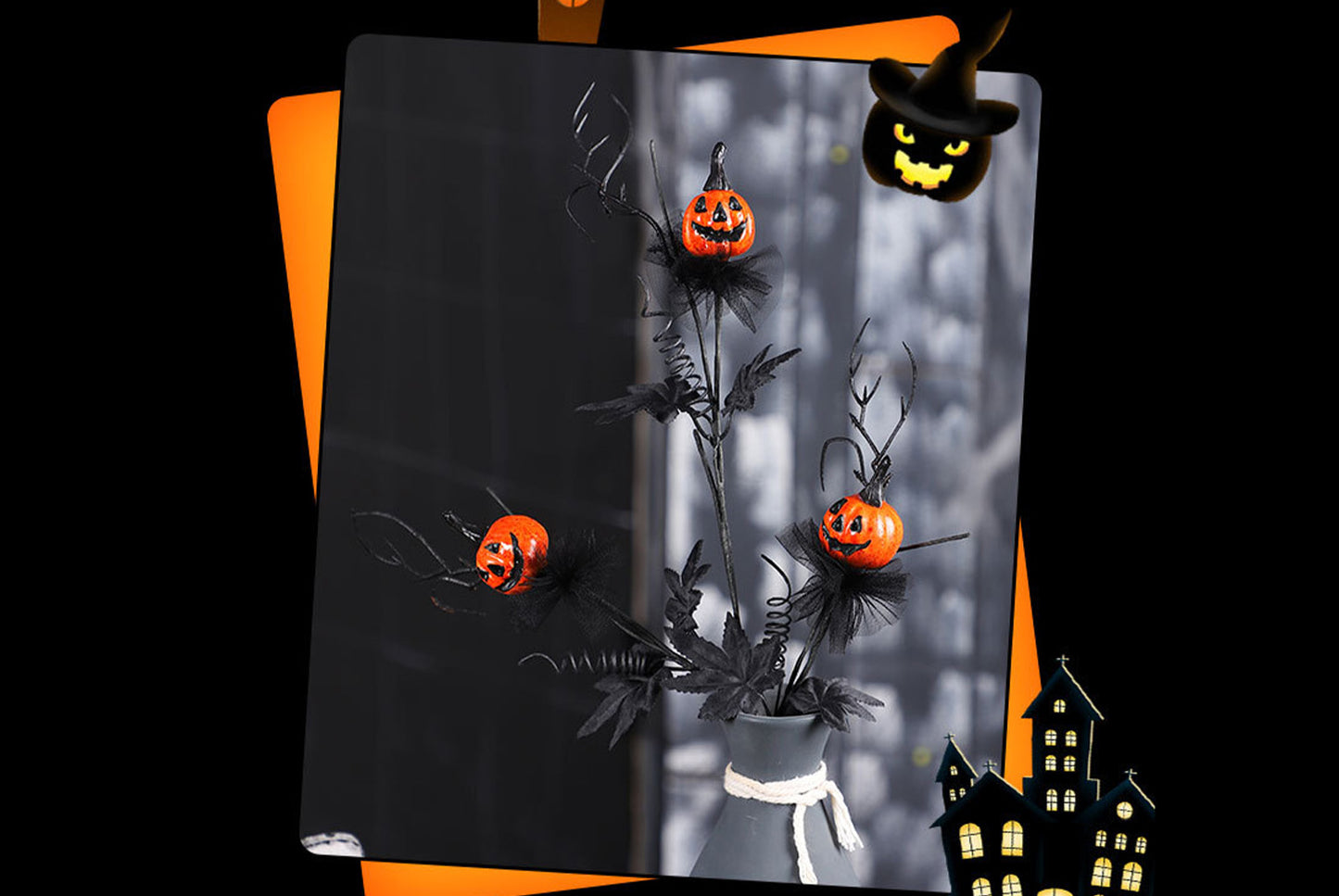 Black Spooky Pumpkin Cuttings Bouquet - Perfect for Halloween Decorations