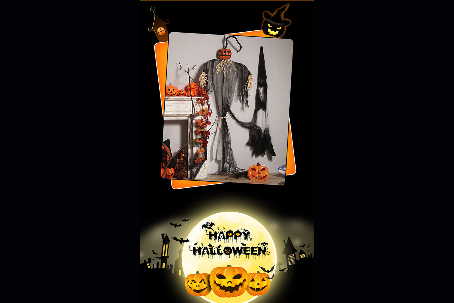 **Halloween Horror Glowing Pumpkin Ghost Decoration**