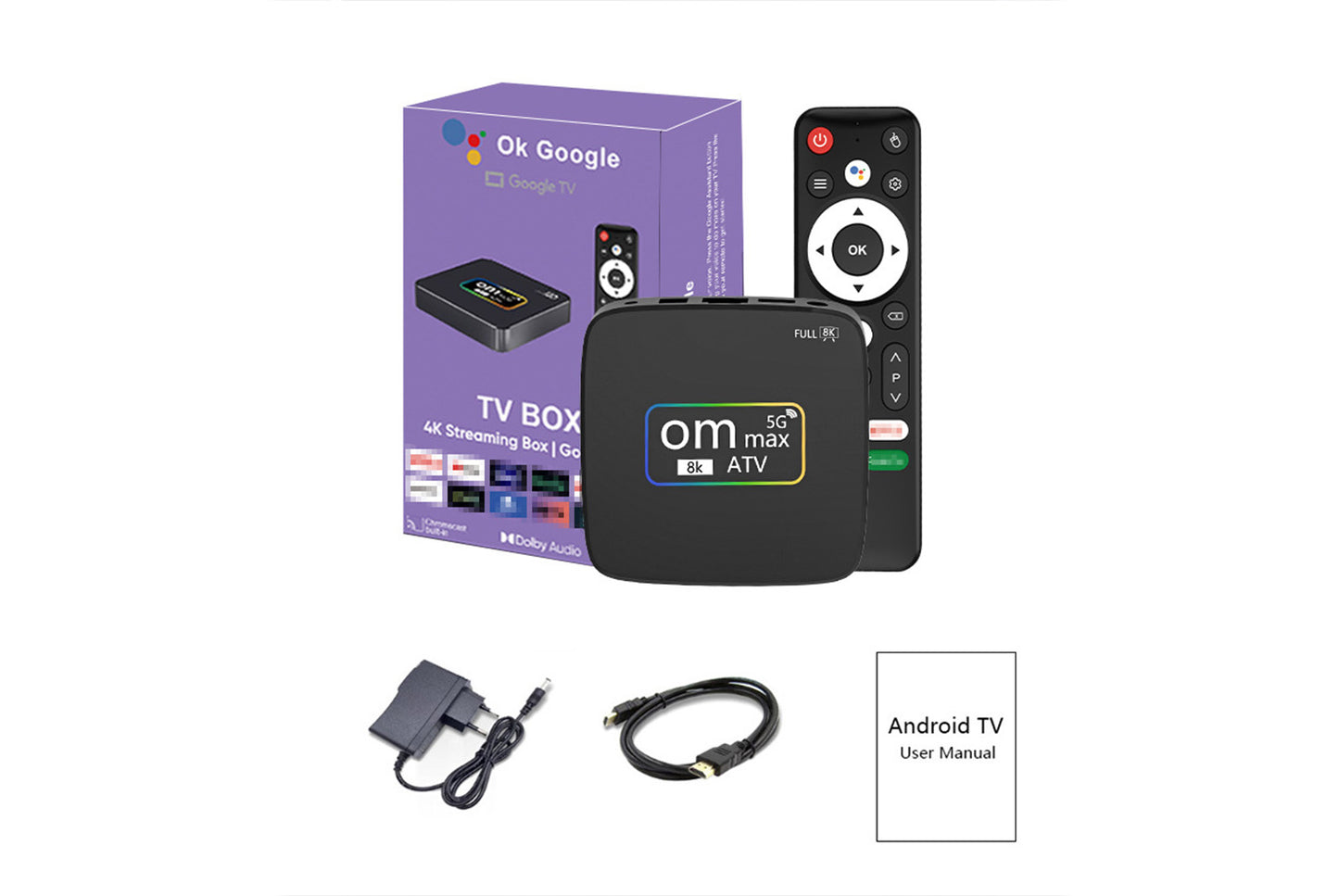 **OM MAX 4K Android TV Box (Android 14 Version) 8+128GB**